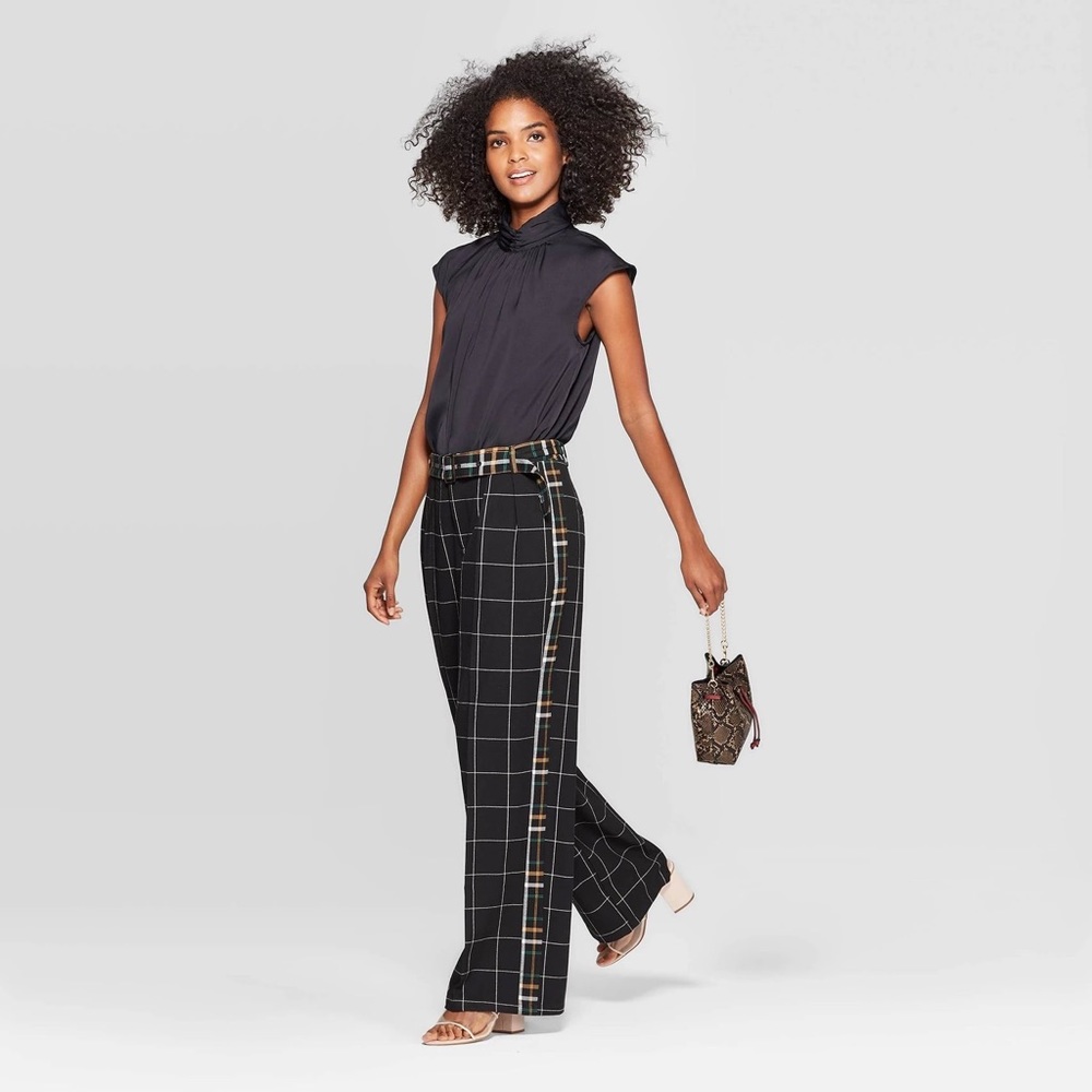 Who What Wear straight leg plaid pants